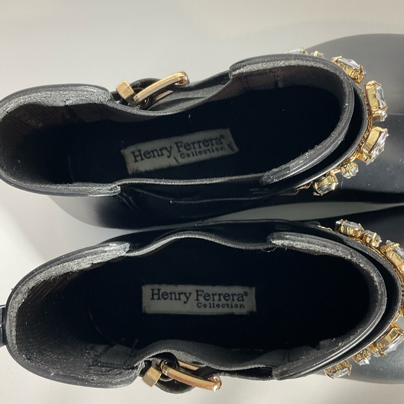 Henry Ferrera Marsala Women’s Black Gem Embellished Short Rain Boots Size 8. - Picture 16 of 16